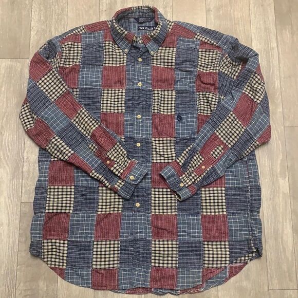 Mens Nautica Button Up Vintage Style Shirt‎ - Picture 1 of 6